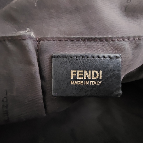 Authentic Extra Large Fendi Black Metallic Nubuck Leather Chain Shoulder Bag - Picture 15 of 16